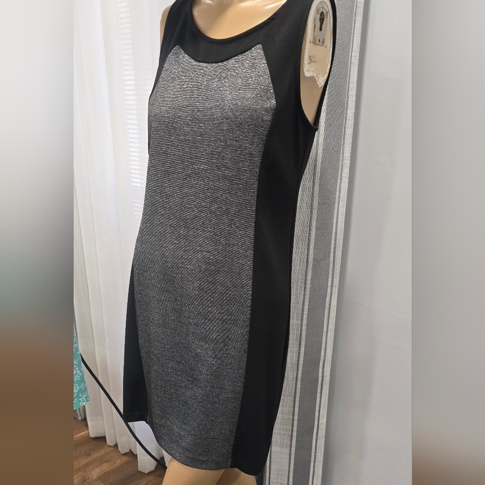 1051 Kensie Womens Dress M Little Black Sleeveless Silver Thread ClassicCore